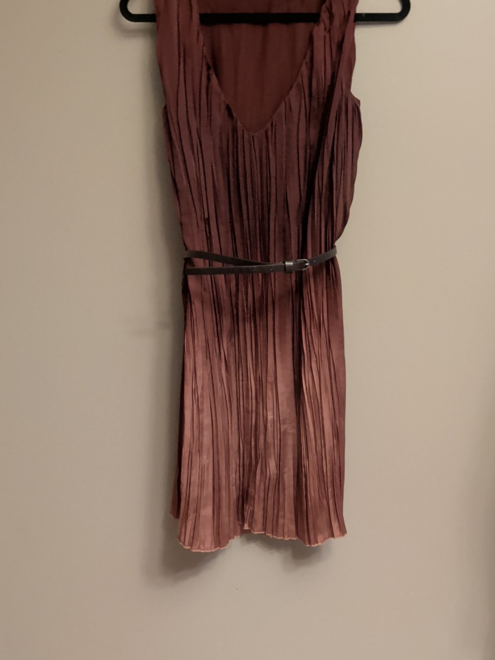 ZARA| Pleated Burgundy Ombre Dress - Sz S/M - Picture 7 of 15